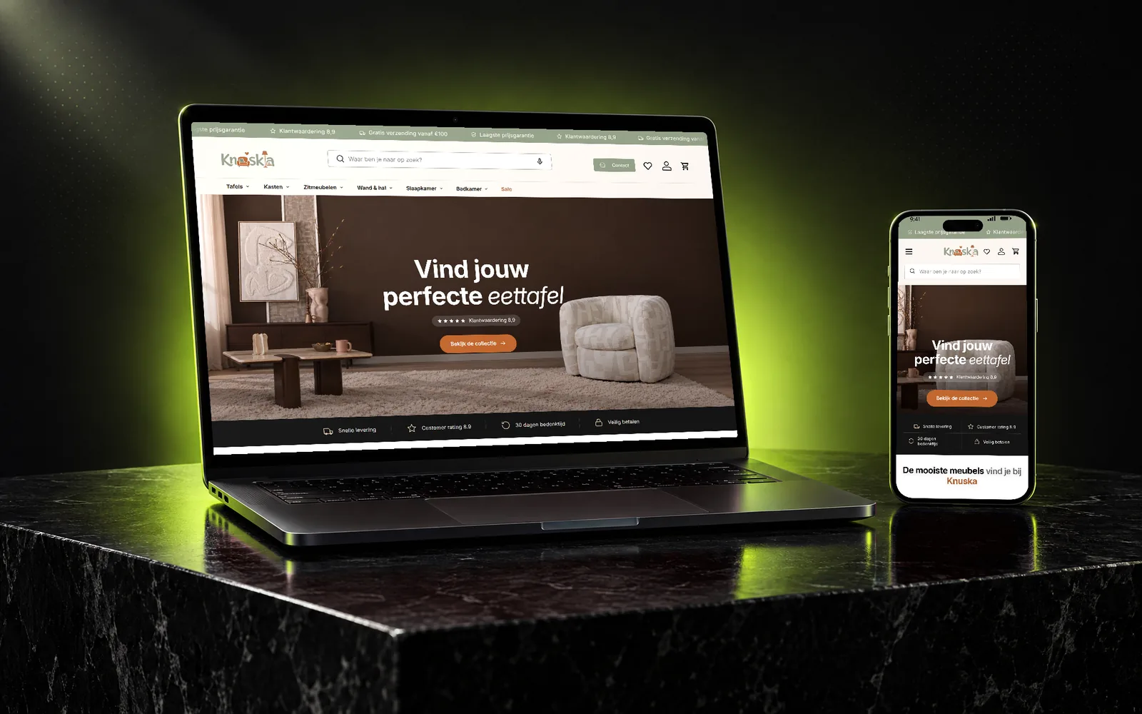 Knuska Shopify store on laptop and phone